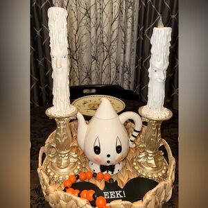 Moonlight Manor led lighted Halloween candle sticks With‎ Faces 18" New In Box